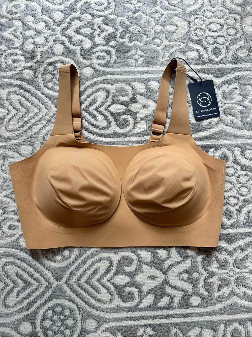 Evelyn & Bobbie Structured Scoop Bra Tan Size XL seamless lift adjustable straps